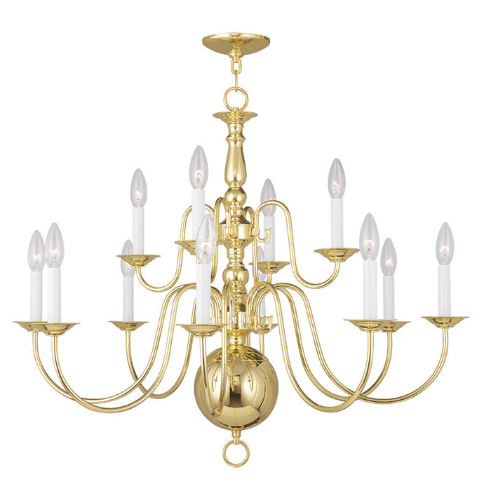 Livex Lighting 5014-02 12 Light Chandelier, Polished Brass