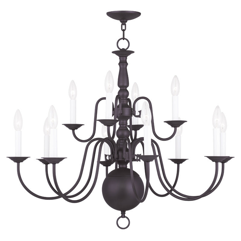 Livex Lighting 5014-07 12 Light Chandelier, Bronze