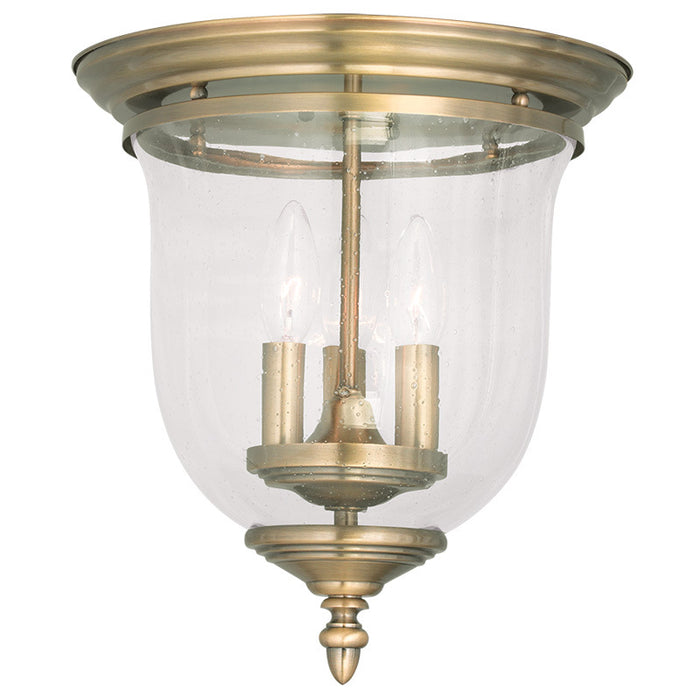 Livex Lighting 5024-01 Three Light Ceiling Mount, Antique Brass