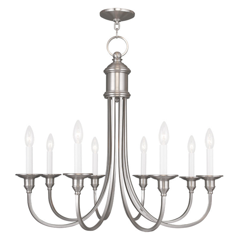 Livex Lighting 5148-91 Eight Light Chandelier, Brushed Nickel