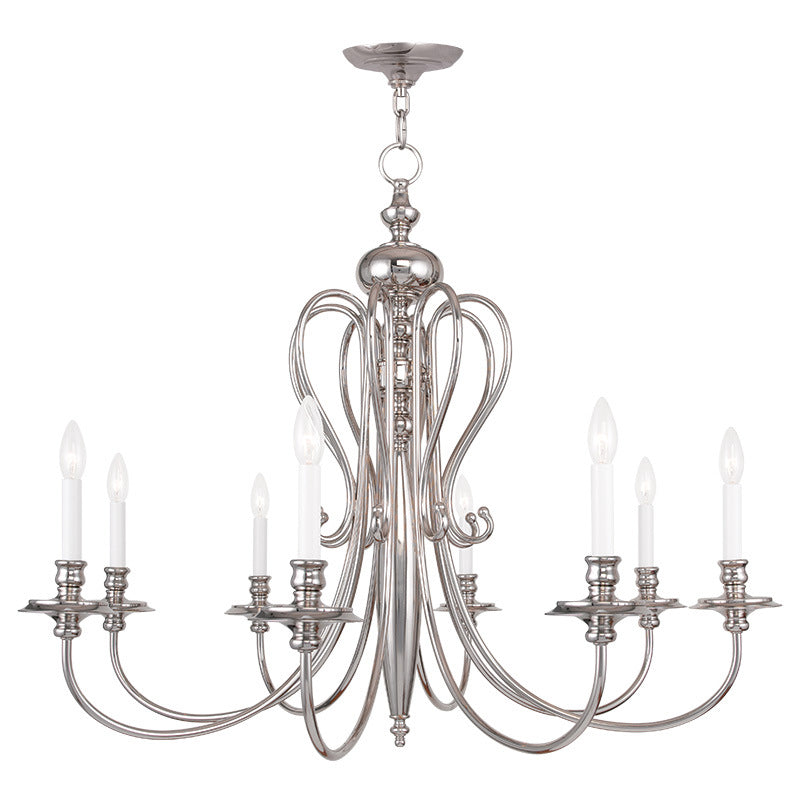 Livex Lighting 5168-35 Eight Light Chandelier, Polished Nickel