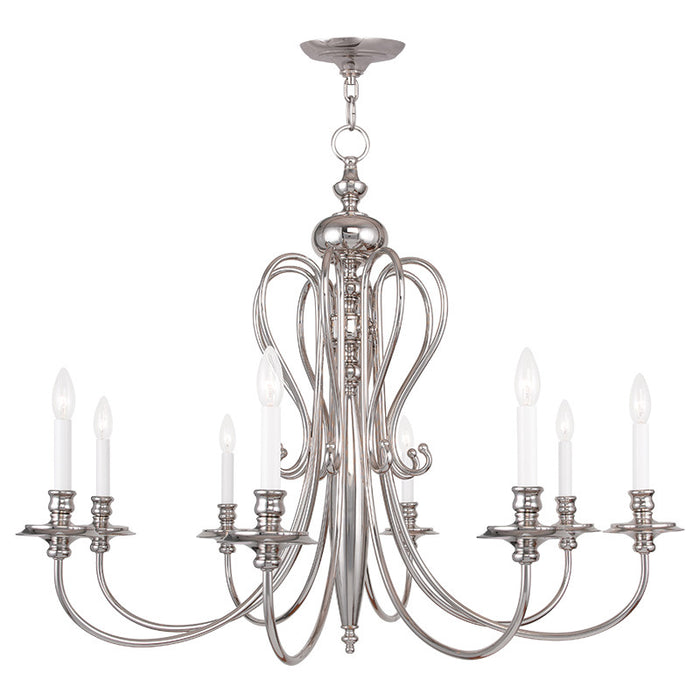 Livex Lighting 5168-35 Eight Light Chandelier, Polished Nickel