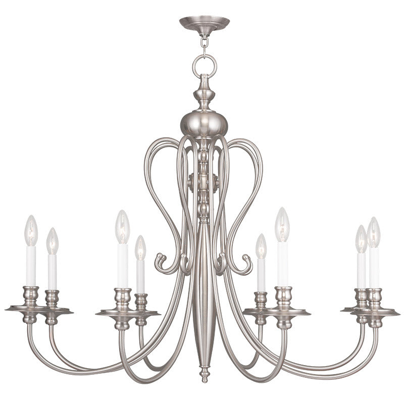 Livex Lighting 5168-91 Eight Light Chandelier, Brushed Nickel