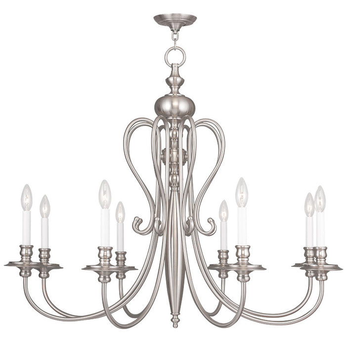 Livex Lighting 5168-91 Eight Light Chandelier, Brushed Nickel