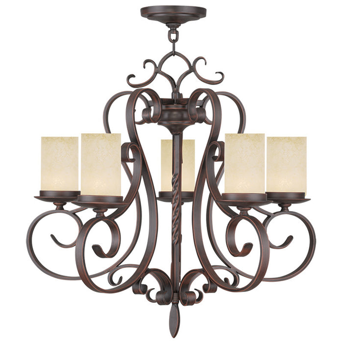 Livex Lighting 5485-58 Five Light Chandelier, Hand Applied Imperial Bronze