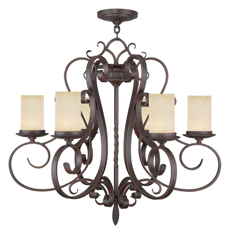 Livex Lighting 5486-58 Six Light Chandelier, Hand Applied Imperial Bronze