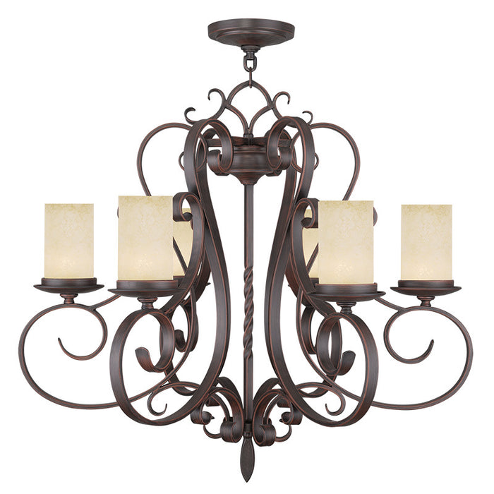 Livex Lighting 5486-58 Six Light Chandelier, Hand Applied Imperial Bronze