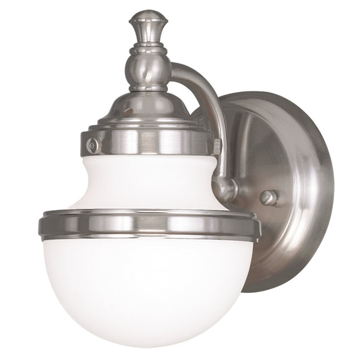 Livex Lighting 5711-91 One Light Bath Light/Wall Sconce, Brushed Nickel