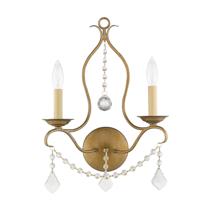 Livex Lighting 6422-48 Two Light Wall Sconce, Hand Applied Antique Gold Leaf