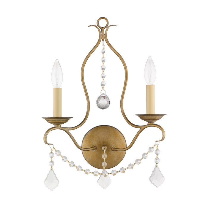 Livex Lighting 6422-48 Two Light Wall Sconce, Hand Applied Antique Gold Leaf