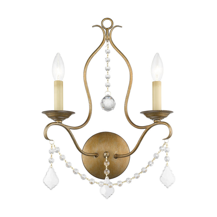 Livex Lighting 6422-48 Two Light Wall Sconce, Hand Applied Antique Gold Leaf