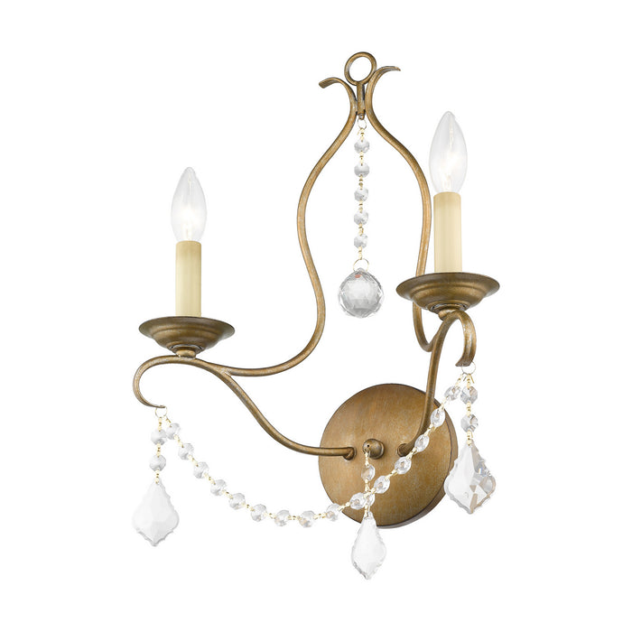 Livex Lighting 6422-48 Two Light Wall Sconce, Hand Applied Antique Gold Leaf