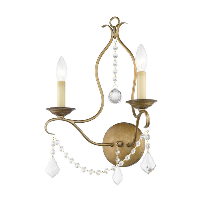 Livex Lighting 6422-48 Two Light Wall Sconce, Hand Applied Antique Gold Leaf