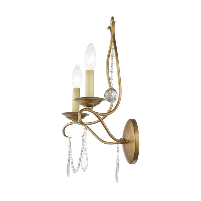 Livex Lighting 6422-48 Two Light Wall Sconce, Hand Applied Antique Gold Leaf