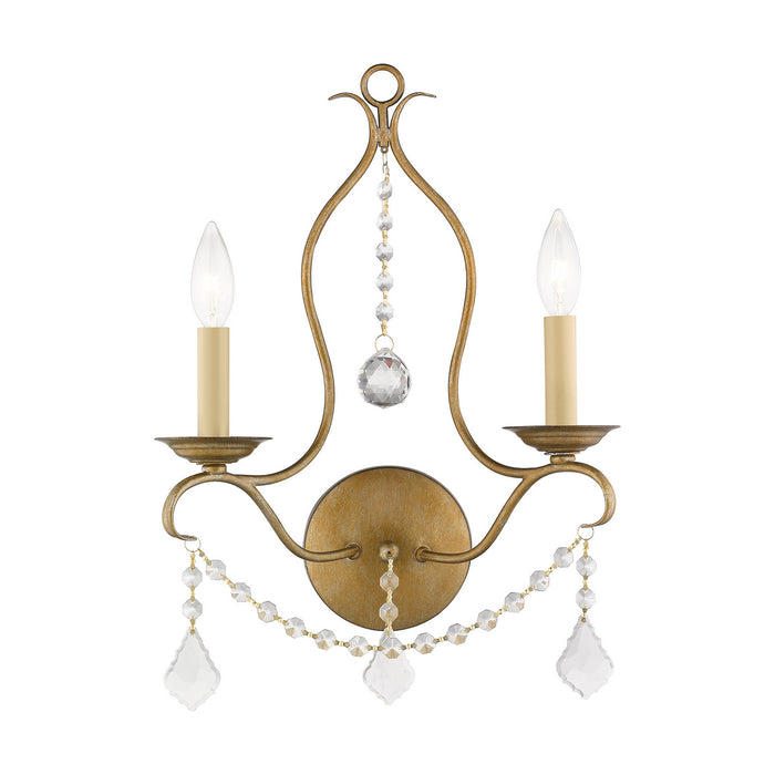 Livex Lighting 6422-48 Two Light Wall Sconce, Hand Applied Antique Gold Leaf