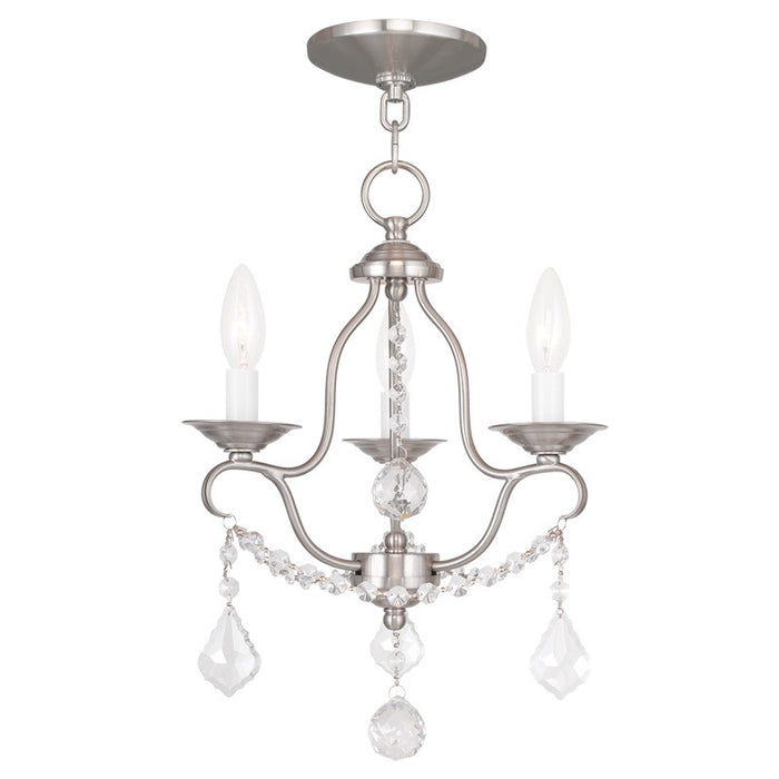 Livex Lighting 6423-91 Three Light Mini Chandelier, Brushed Nickel