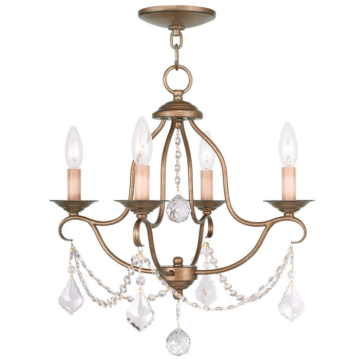 Livex Lighting 6424-48 Four Light Mini Chandelier, Hand Applied Antique Gold Leaf