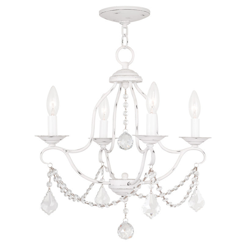 Livex Lighting 6424-60 Four Light Mini Chandelier, Antique White