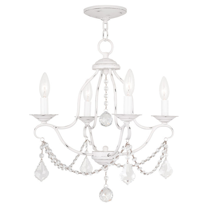 Livex Lighting 6424-60 Four Light Mini Chandelier, Antique White
