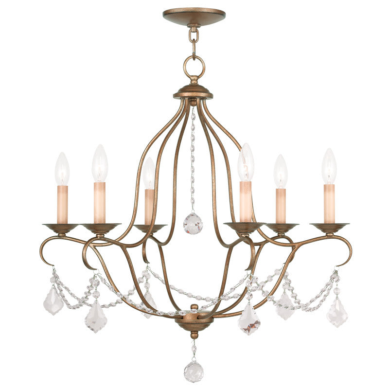 Livex Lighting 6426-48 Six Light Chandelier, Hand Applied Antique Gold Leaf