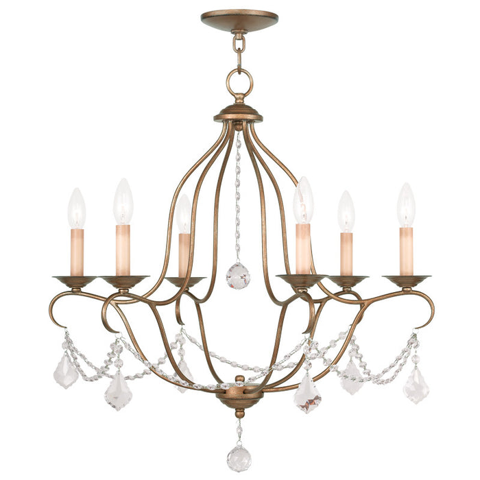 Livex Lighting 6426-48 Six Light Chandelier, Hand Applied Antique Gold Leaf
