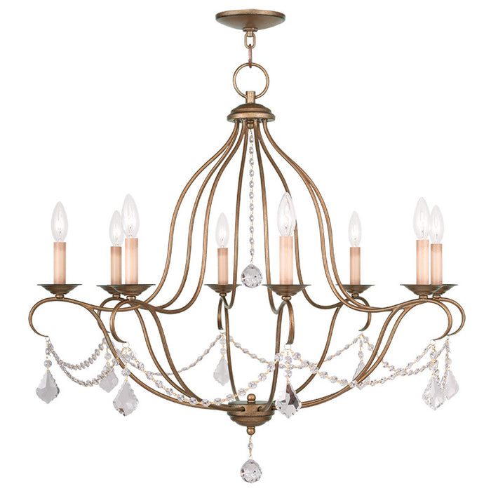 Livex Lighting 6428-48 Eight Light Chandelier, Hand Applied Antique Gold Leaf