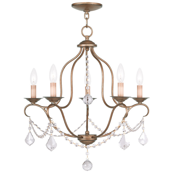 Livex Lighting 6435-48 Five Light Chandelier, Hand Applied Antique Gold Leaf