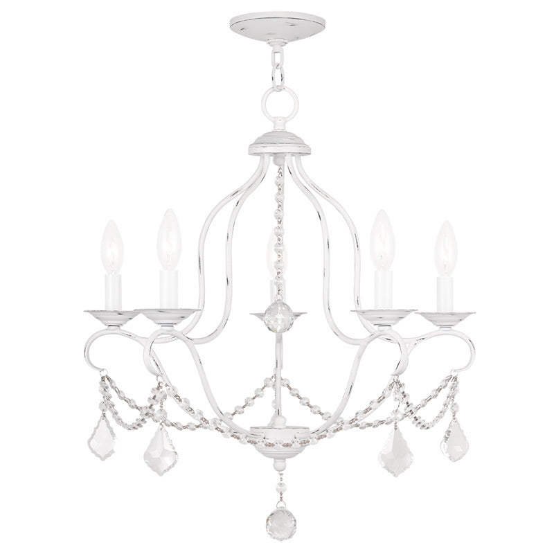 Livex Lighting 6435-60 Five Light Chandelier, Antique White