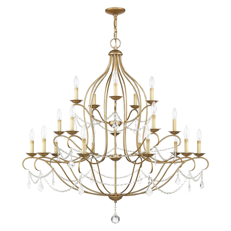 Livex Lighting 6439-48 12 Light Chandelier, Hand Applied Antique Gold Leaf