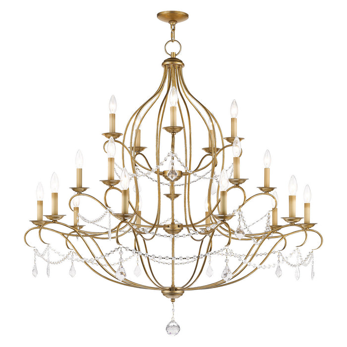 Livex Lighting 6439-48 12 Light Chandelier, Hand Applied Antique Gold Leaf