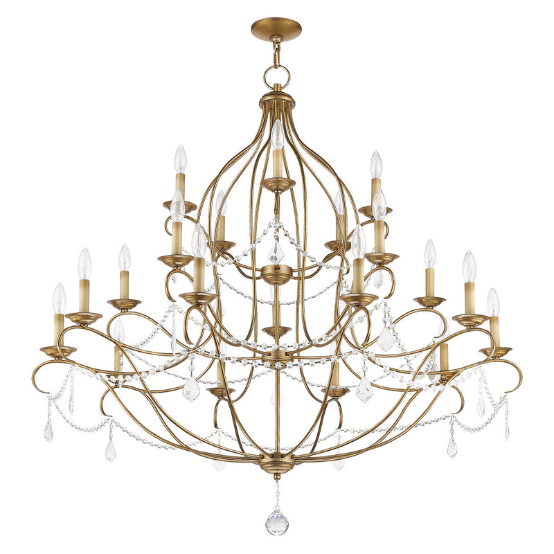 Livex Lighting 6439-48 12 Light Chandelier, Hand Applied Antique Gold Leaf