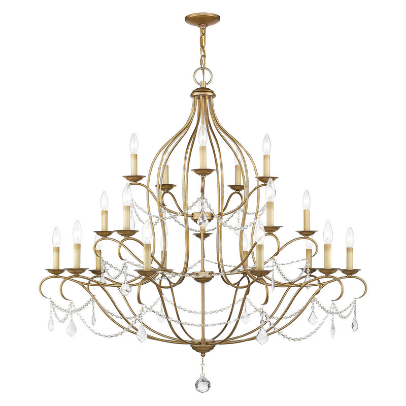 Livex Lighting 6439-48 12 Light Chandelier, Hand Applied Antique Gold Leaf