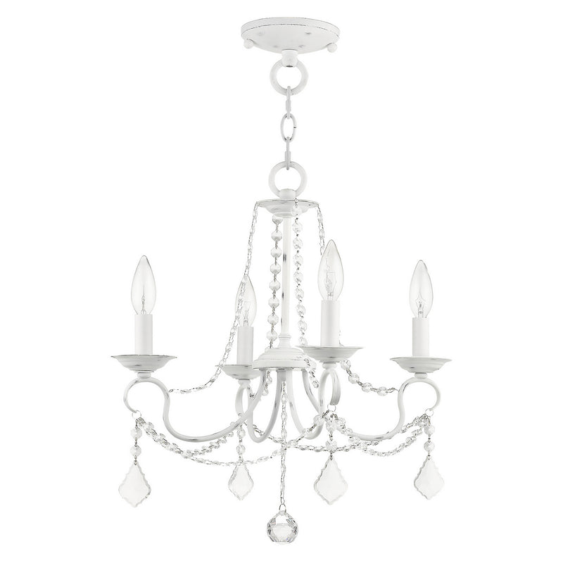 Livex Lighting 6514-60 Four Light Mini Chandelier/Ceiling Mount, Antique White