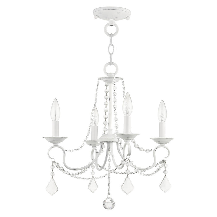 Livex Lighting 6514-60 Four Light Mini Chandelier/Ceiling Mount, Antique White