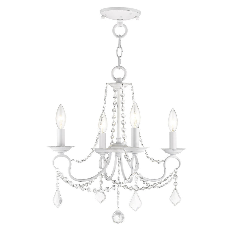 Livex Lighting 6514-60 Four Light Mini Chandelier/Ceiling Mount, Antique White