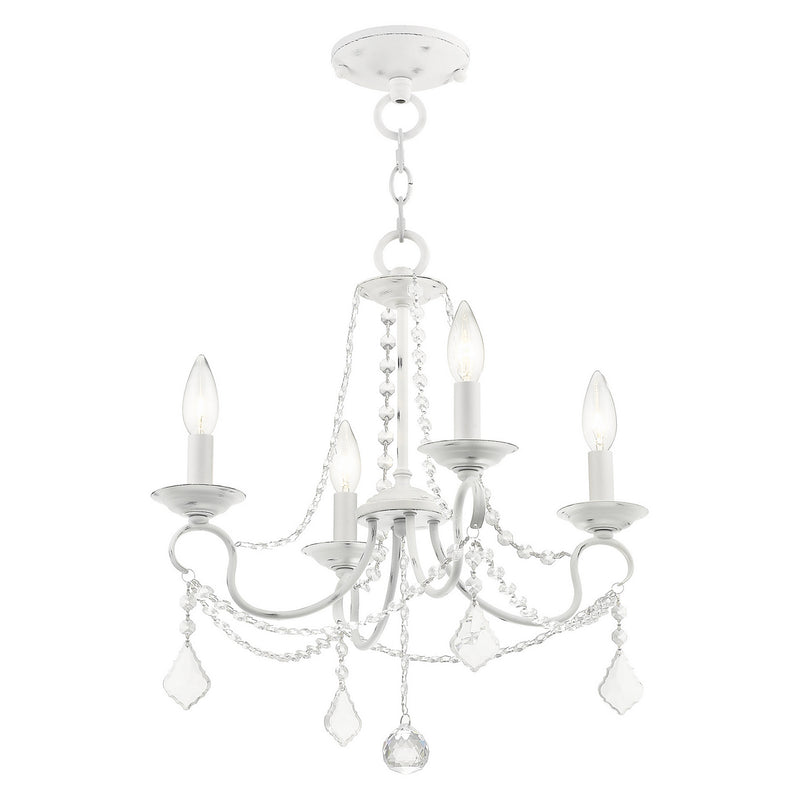 Livex Lighting 6514-60 Four Light Mini Chandelier/Ceiling Mount, Antique White