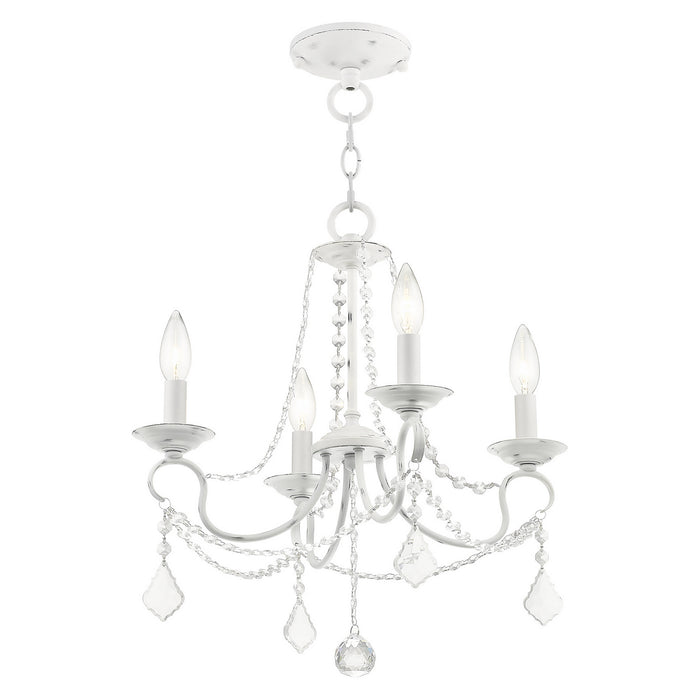Livex Lighting 6514-60 Four Light Mini Chandelier/Ceiling Mount, Antique White