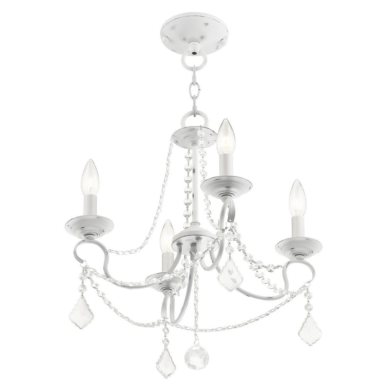 Livex Lighting 6514-60 Four Light Mini Chandelier/Ceiling Mount, Antique White