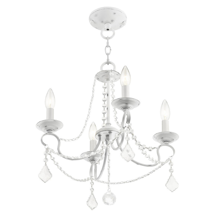 Livex Lighting 6514-60 Four Light Mini Chandelier/Ceiling Mount, Antique White