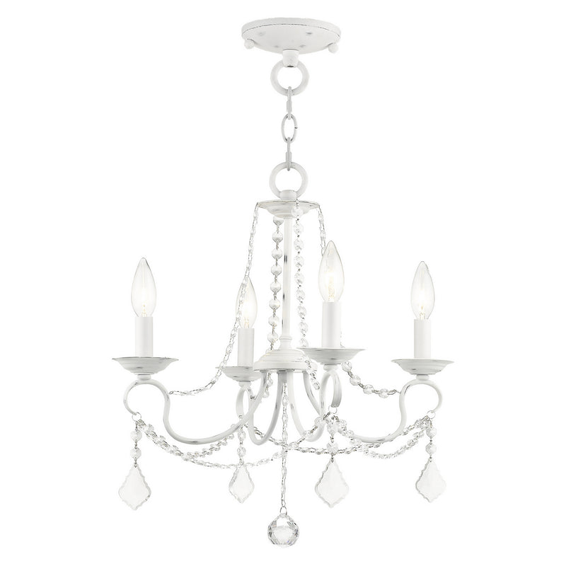 Livex Lighting 6514-60 Four Light Mini Chandelier/Ceiling Mount, Antique White