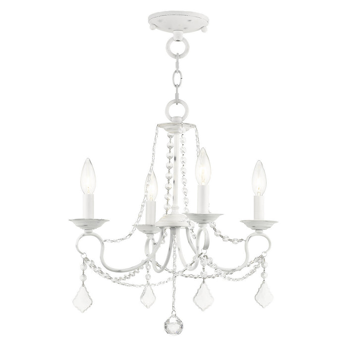Livex Lighting 6514-60 Four Light Mini Chandelier/Ceiling Mount, Antique White