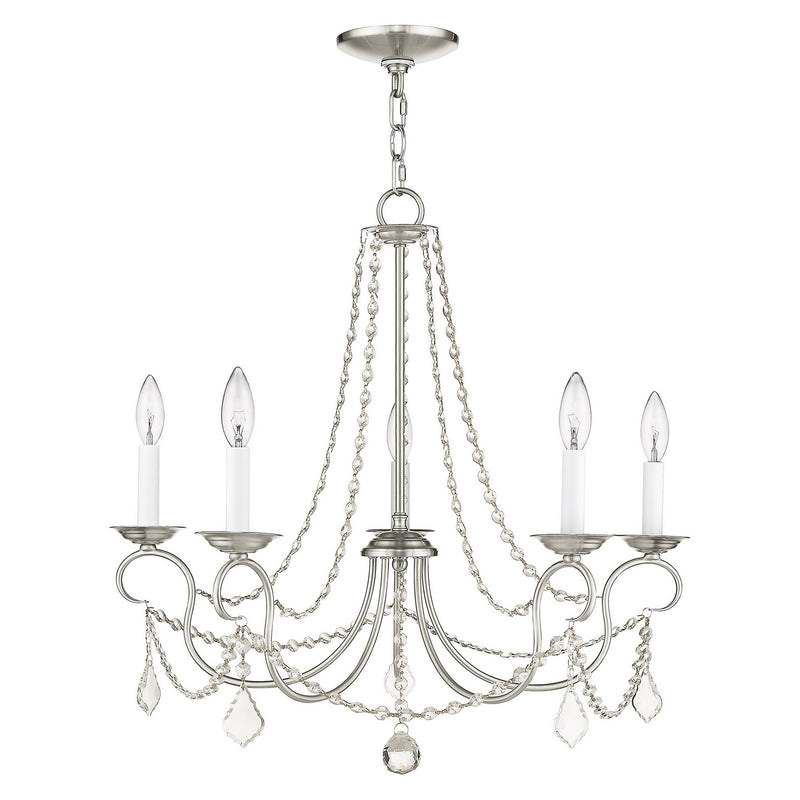 Livex Lighting 6515-91 Five Light Chandelier, Brushed Nickel