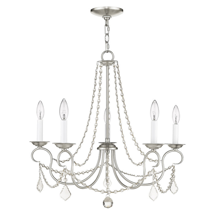 Livex Lighting 6515-91 Five Light Chandelier, Brushed Nickel