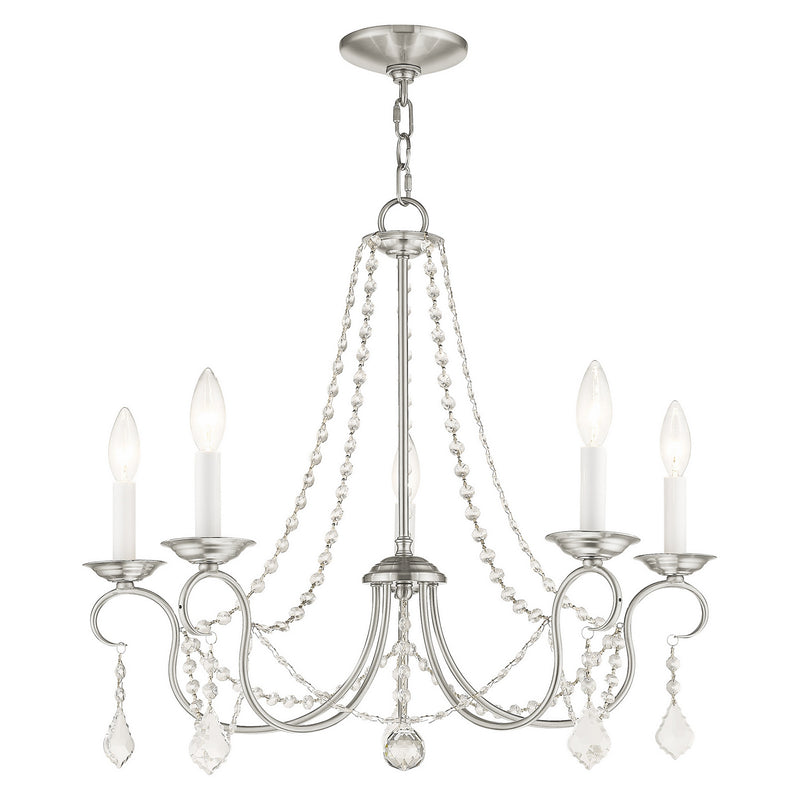 Livex Lighting 6515-91 Five Light Chandelier, Brushed Nickel