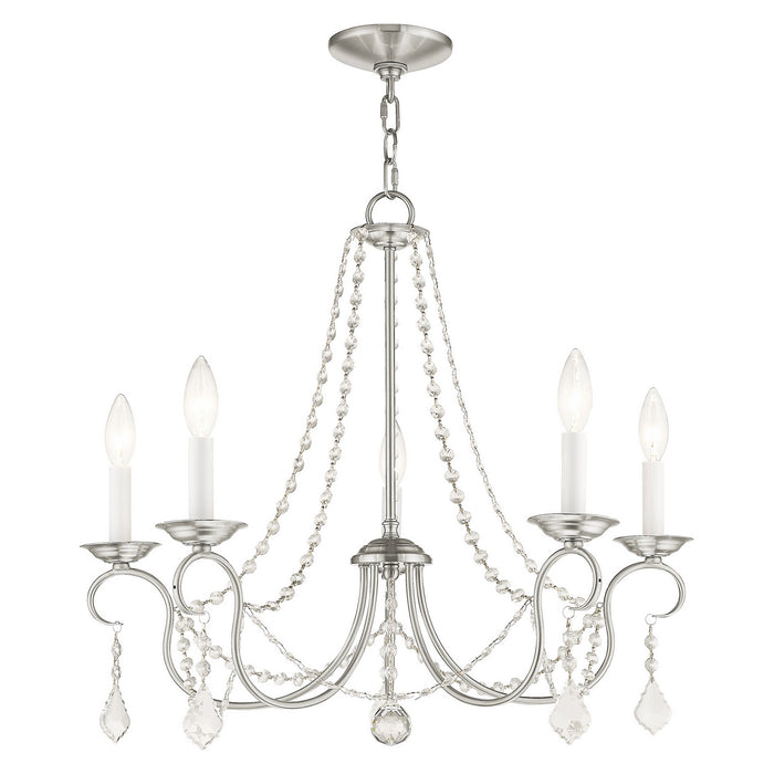 Livex Lighting 6515-91 Five Light Chandelier, Brushed Nickel