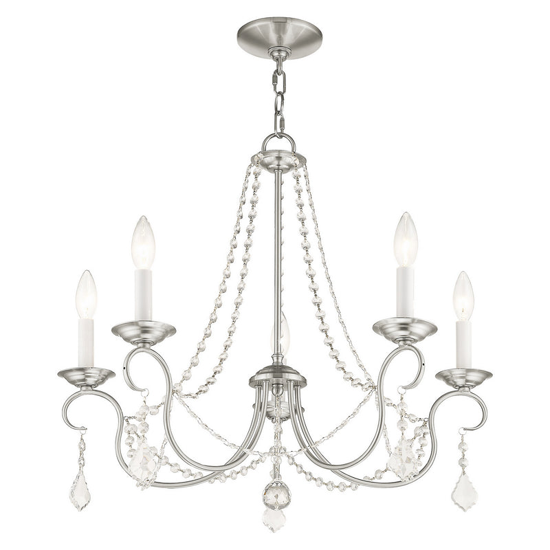 Livex Lighting 6515-91 Five Light Chandelier, Brushed Nickel