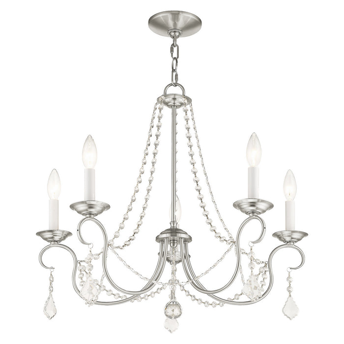 Livex Lighting 6515-91 Five Light Chandelier, Brushed Nickel