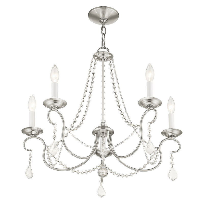 Livex Lighting 6515-91 Five Light Chandelier, Brushed Nickel