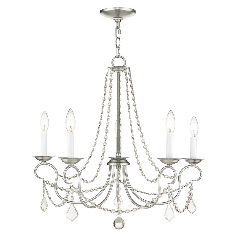 Livex Lighting 6515-91 Five Light Chandelier, Brushed Nickel