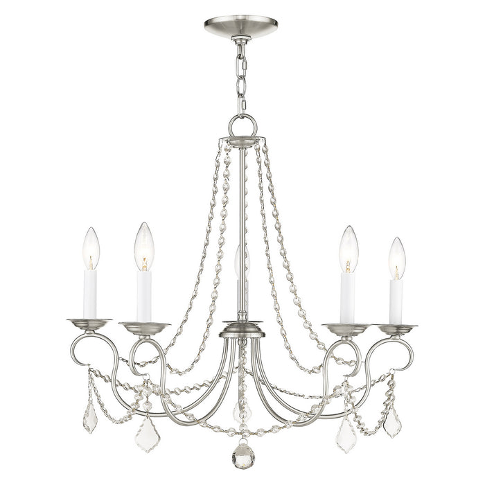 Livex Lighting 6515-91 Five Light Chandelier, Brushed Nickel